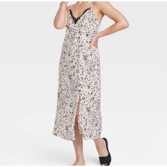 Target (a new day)size XL Slip Dress Black White Abstract Dots Lace Plus Baddie - Picture 1 of 12